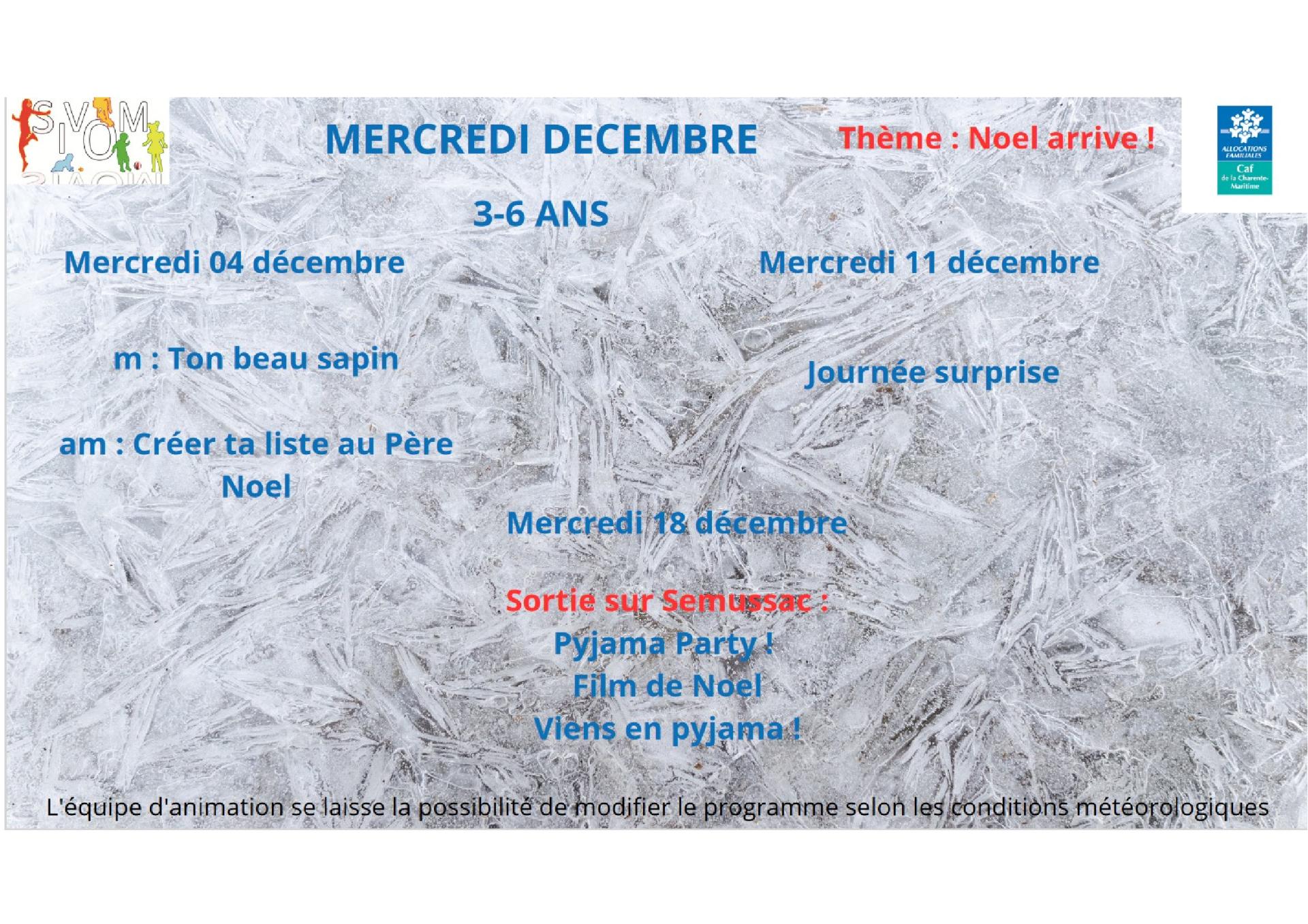 Programme meschers mercredis de decembre - 6 ans